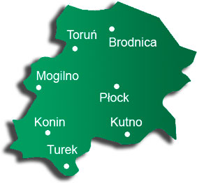 Mława, Toruń, Włocławek, Płock, Kutno, Koło, Konin, Turek