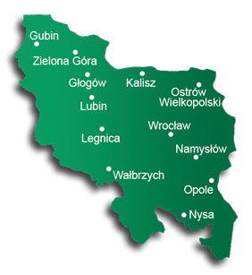 Ostrów Wielkopolski, Lubin, Wrocław, Legnica, Namysłów, Wałbrzych, Opole, Nysa, Gublin, Zielona Góra, Głogów, Kalisz