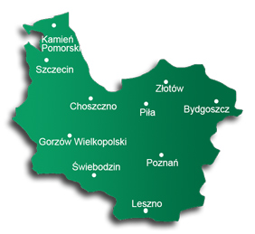 Szczecin, Starogard Szczeciński, Piła, Choszczno, Bydgoszcz, Gorzów Wielkopolski, Poznań, Świebodzin